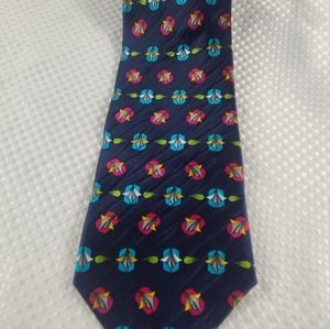 Magic Johnson Blue Geometric Multicolor Men's Silk Necktie 59"x4"